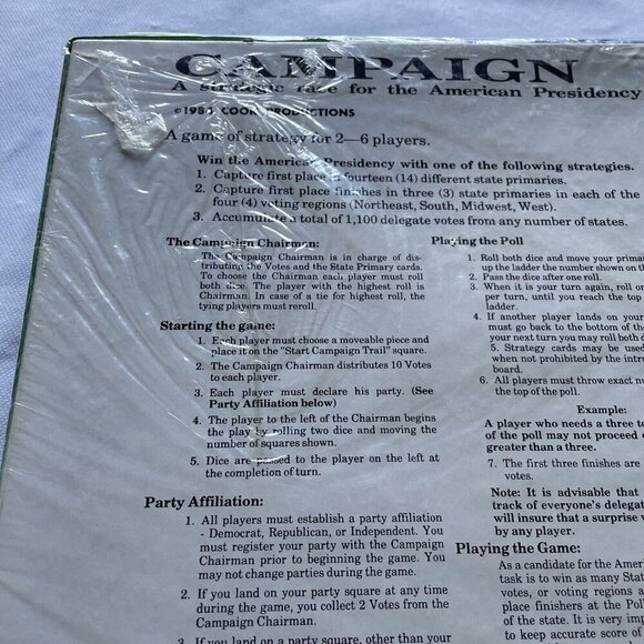 Campaign Board Game Special Republican Convention Edition 1984 Dallas 2-6 Player - Picture 10 of 12